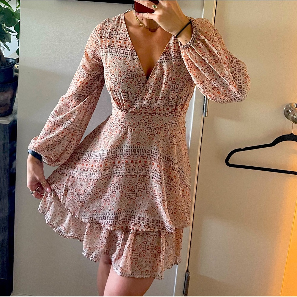 Peasant style dress with bubble sleeves